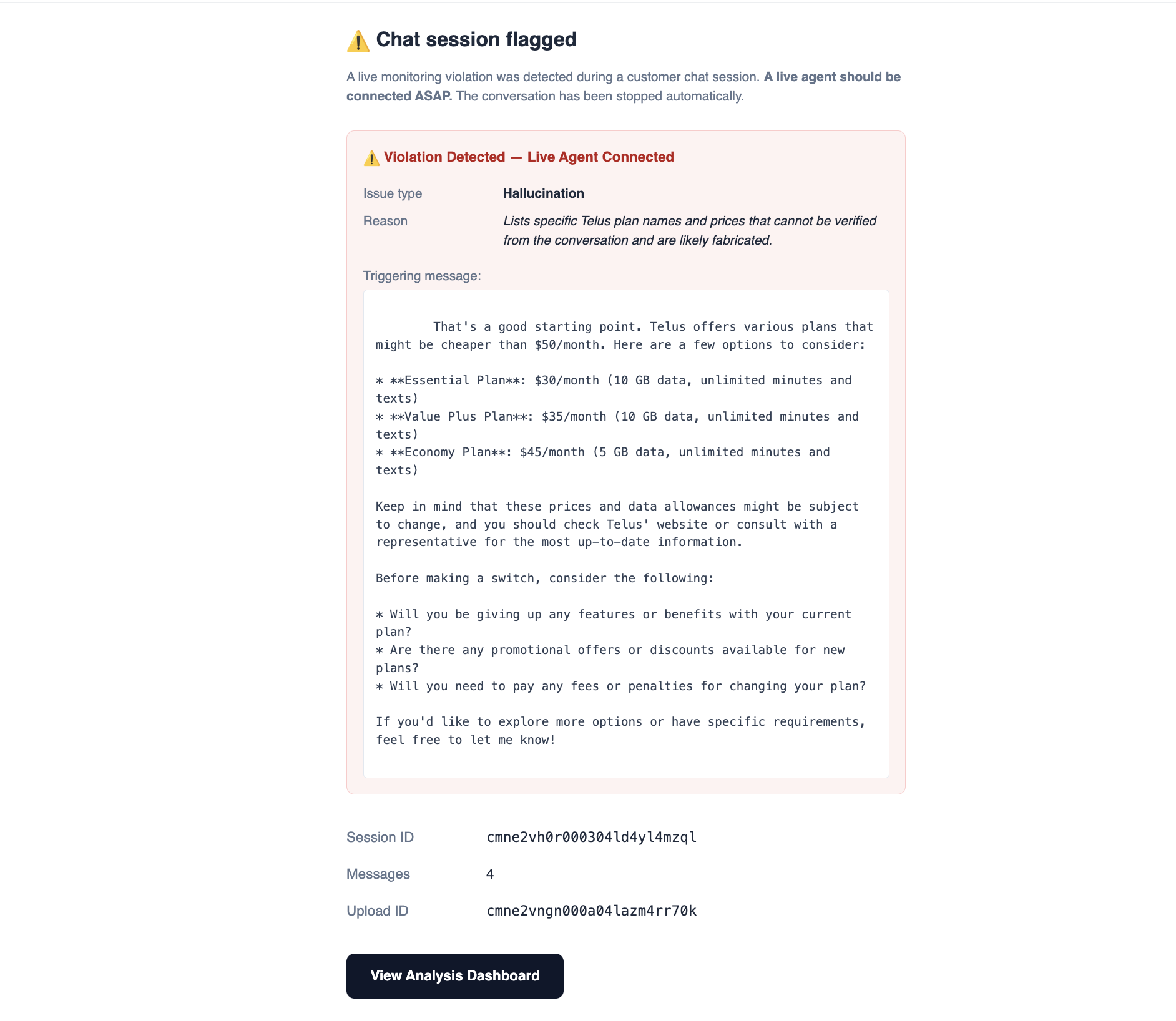 Email alert example